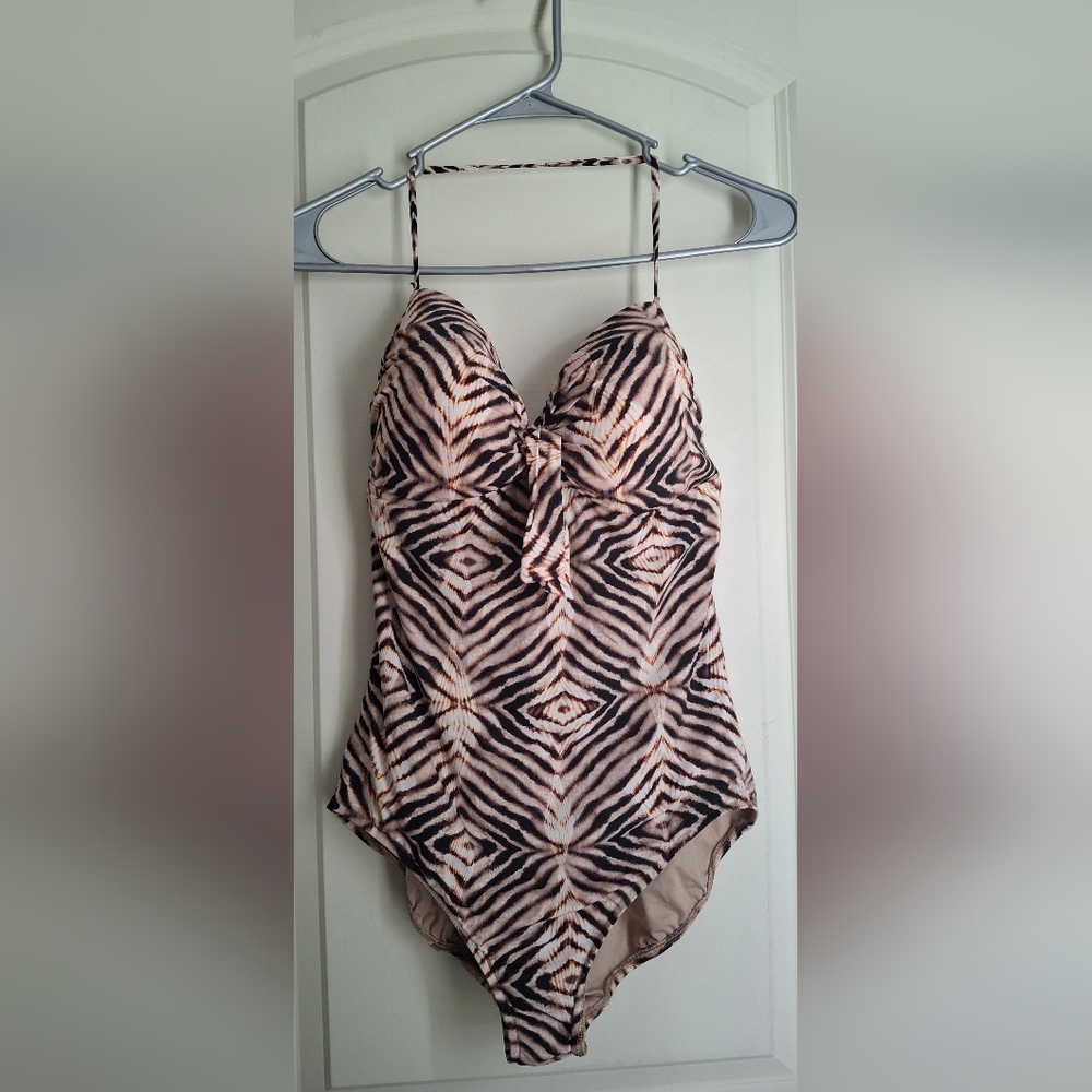 Seafolly Australia Women's 14 Wrap Front 1-Piece Swimsuit Animal‎ Print